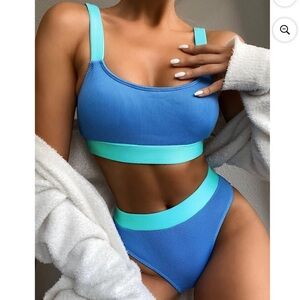 Blue and Teal Bikini Set